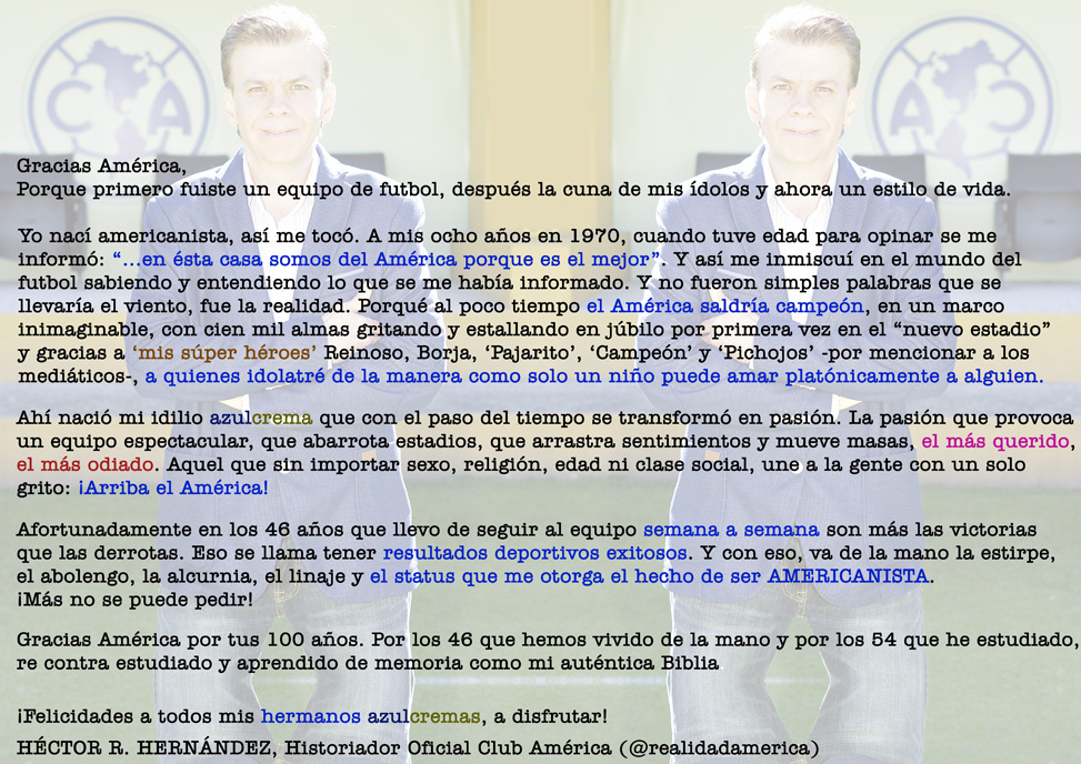 agradecimiento club america cumpleanos